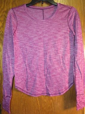 Lululemon On The Run Long Sleeve Heathered Chilled Grape Purple with reflecting